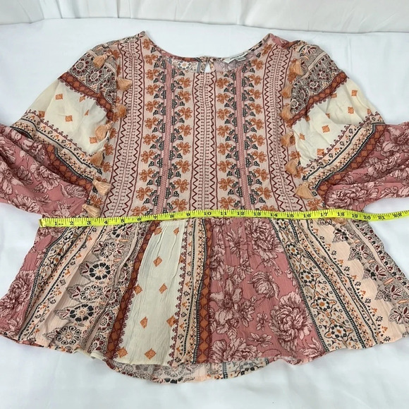 American Eagle Outfitters Embroidered Tassel Ballon Sleeve Top Size Large - Picture 8 of 9